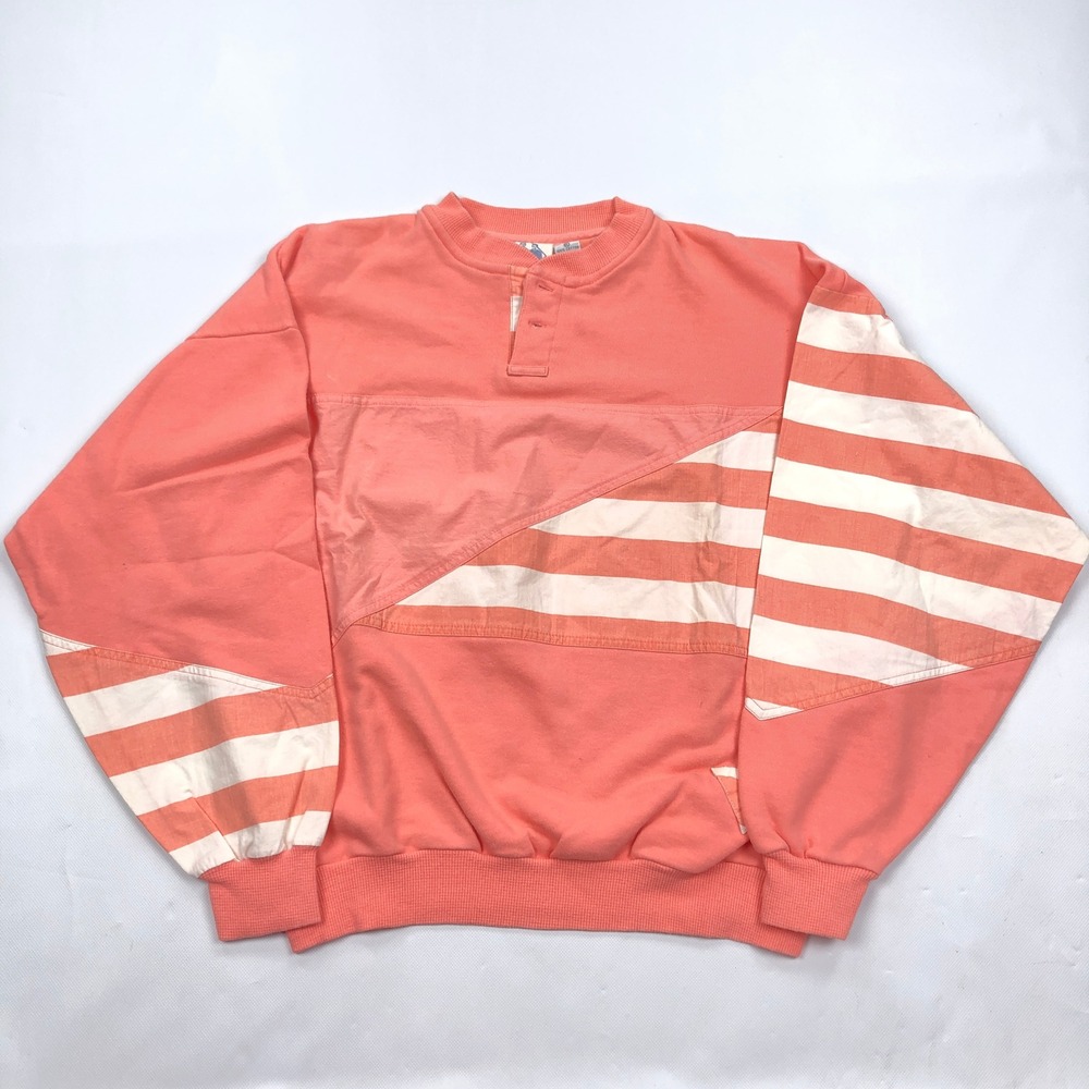 Vintage Line-Up For Sport Henley Sweatshirt XL Salmon Pink Vintage 90s Rugby